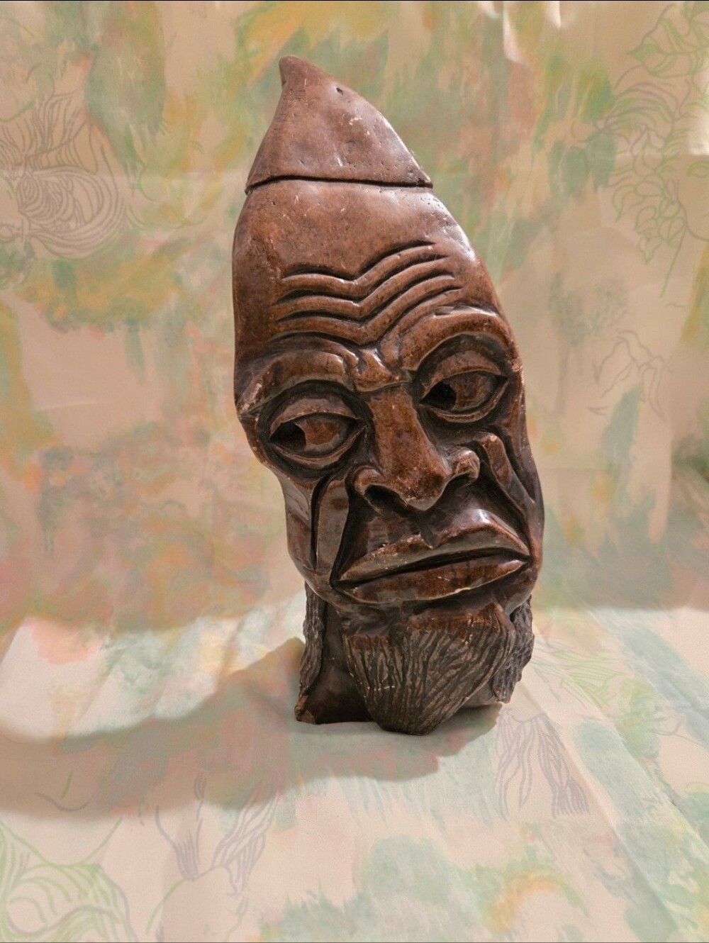 Vintage Stone Face Tribal Carving Sculpture Art